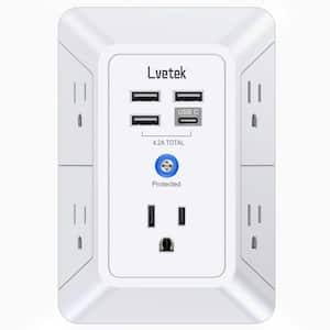 3 Sided 1680J Surge Protector Power Strip USB Wall Charger, Multi Plug Wall Outlets with 4 USB for Home Office Travel