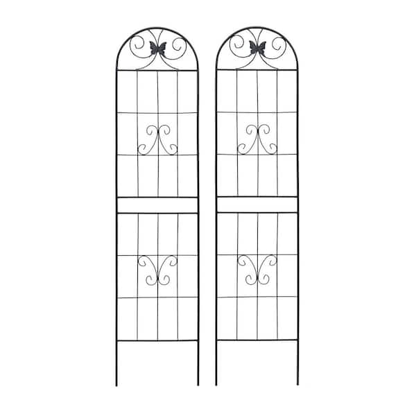 86.7 in. Outdoor Garden Metal Rustproof Plant Climbing Trellis Black, 2-Piece