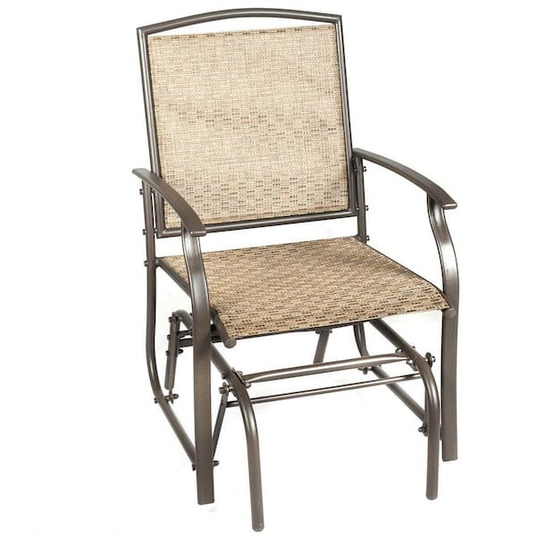 Unbranded Brown Metal Outdoor Rocking Chair Garden Swing Single Glider Chair