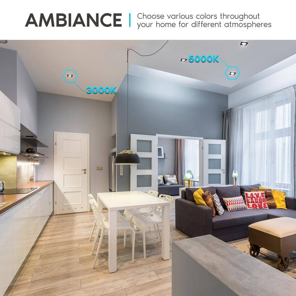 4'' Black LED Canless Recessed Lighting Kit with Switchable Color