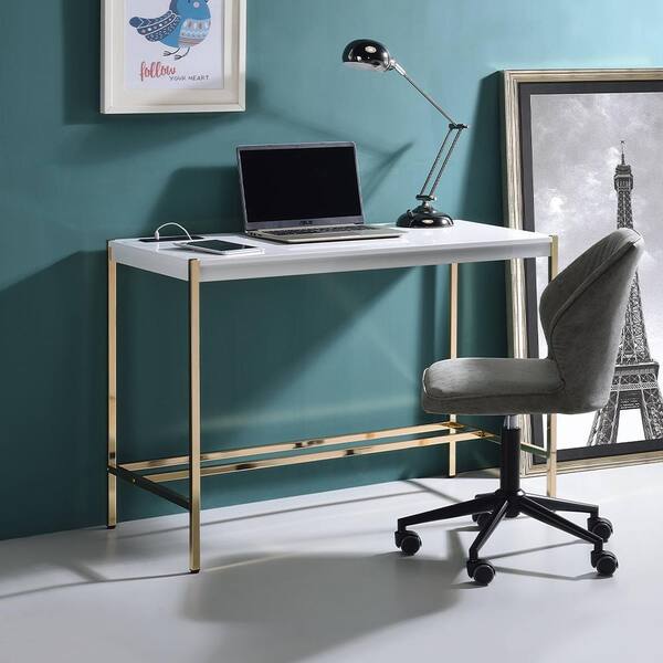 acme white and gold desk