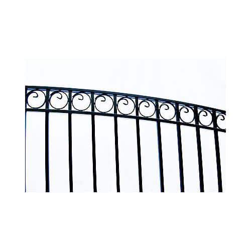 Black Steel Dual Swing Arched Driveway Gate with Posts
