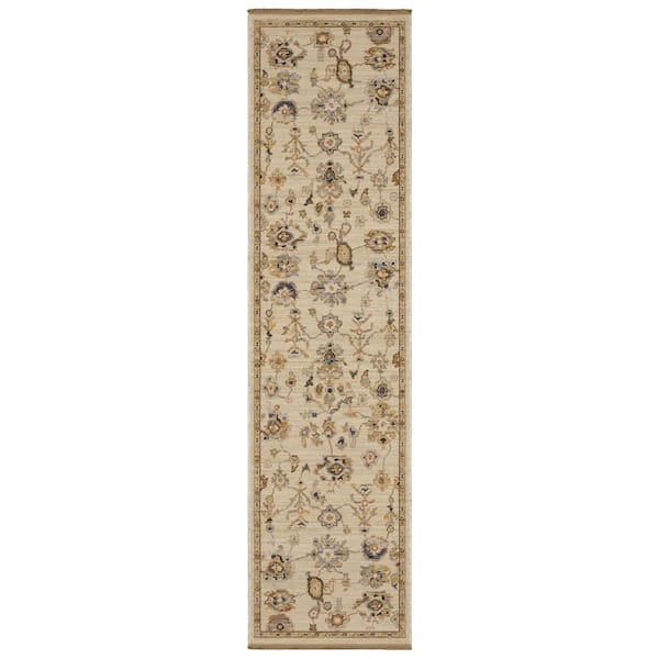Amara 2 ft. x 10 ft. Beige/Tan Oriental Area Rug