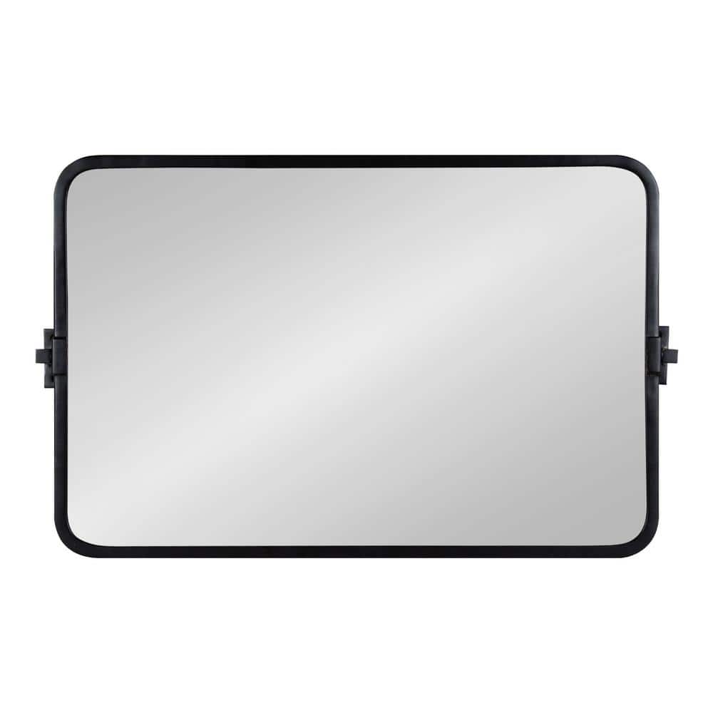 Elijah 33.5'' Black Iron Rectangular Pivot Wall Mirror