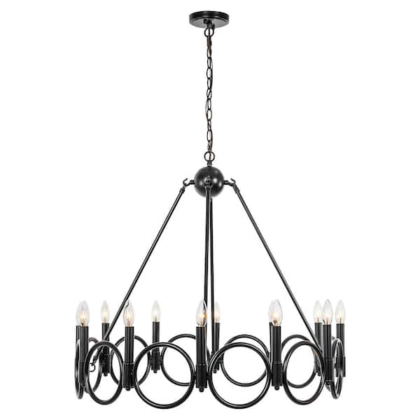 Vanity Art 12 Light Wagon Wheel Candle Style Chandelier in Classic Black 22512BK The Home Depot