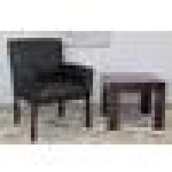 Black Vinyl Box Arm Guest Chair with Mahogany Legs