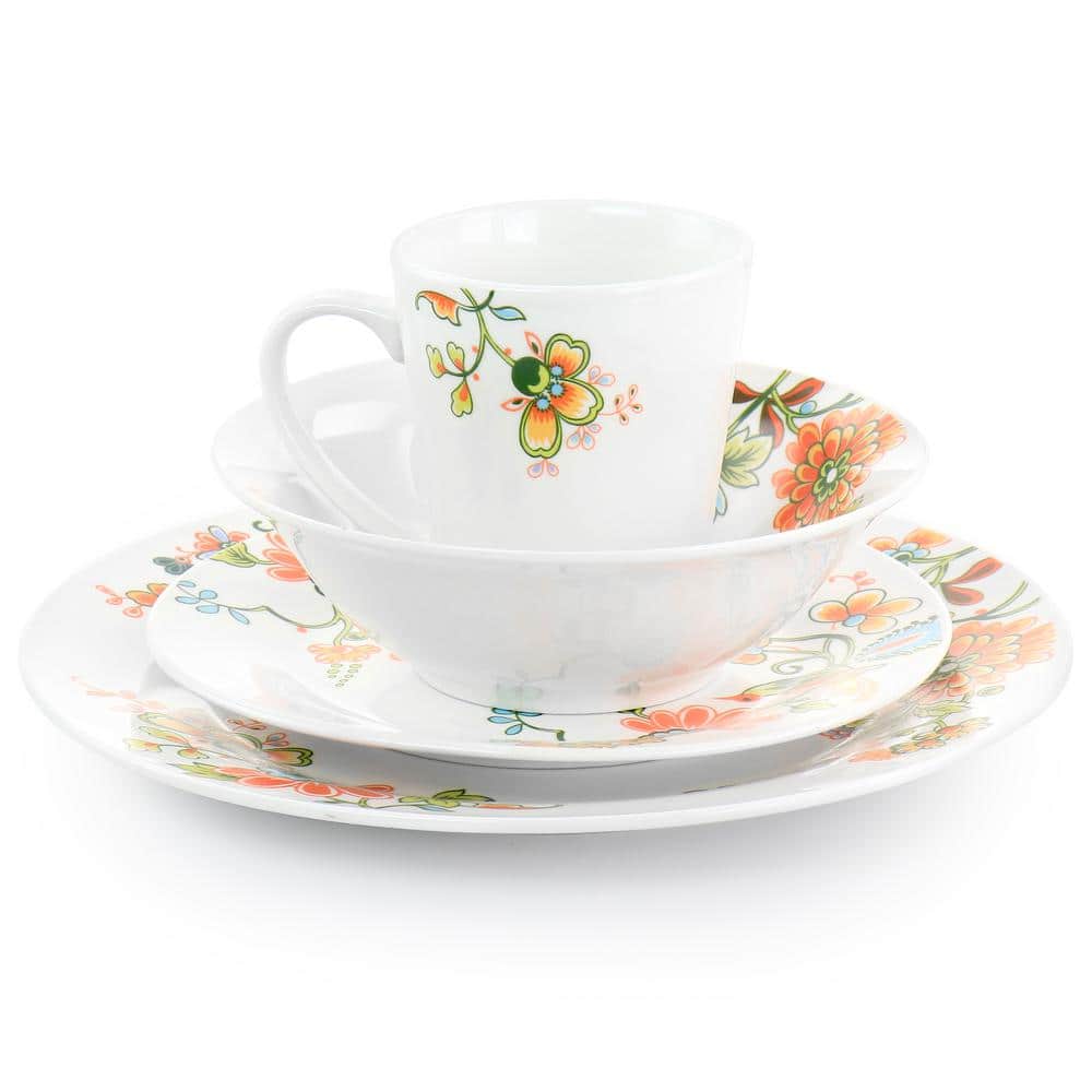 Spring Bloom 16-Piece Floral Porcelain Dinnerware Set