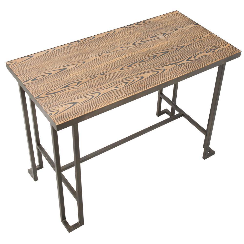 Reclaimed Wood Rustic Brown Counter Table with Steel Frame
