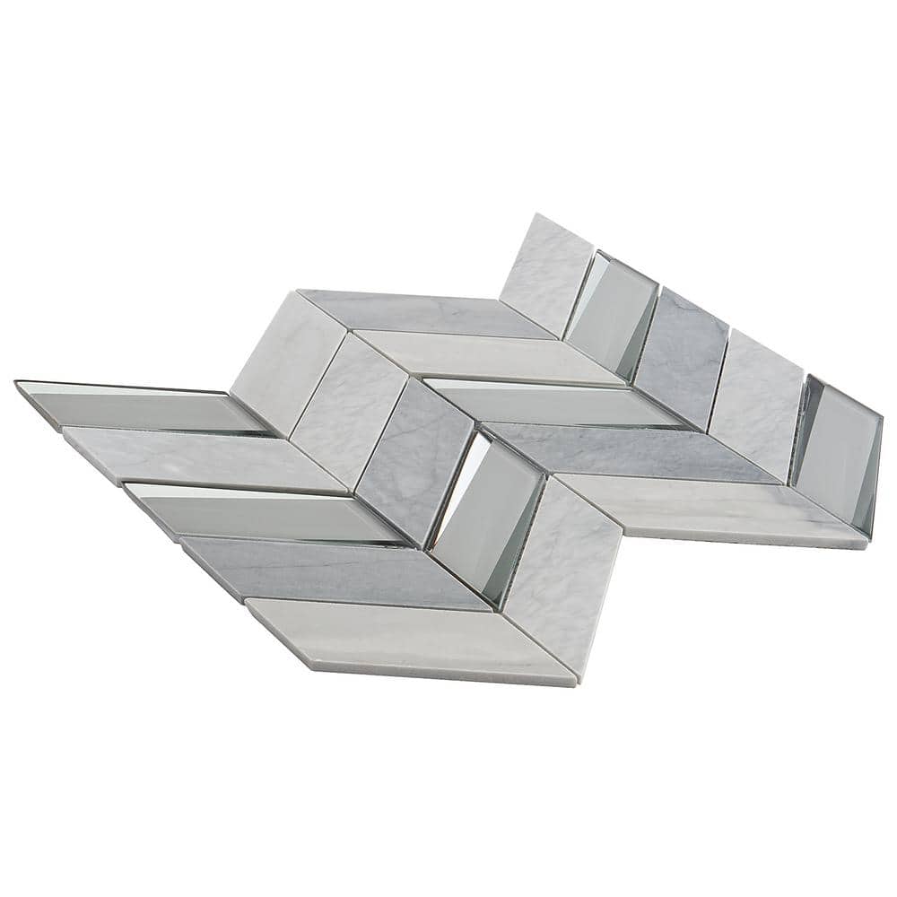 Verona Polished Gray Marble Chevron Mosaic Tile