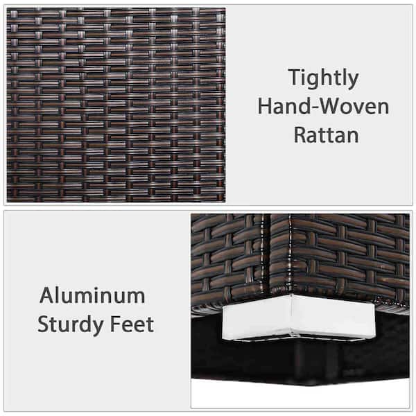 2-Piece Patio Rattan Armless Sofa Sectional Furniture Conversation with Black Cushion