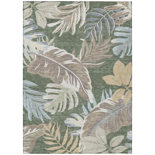 Chantille Machine Washable Indoor/Outdoor Abstract ACN3090 Basil 5 ft. x 7 ft. 6 in. Area Rug