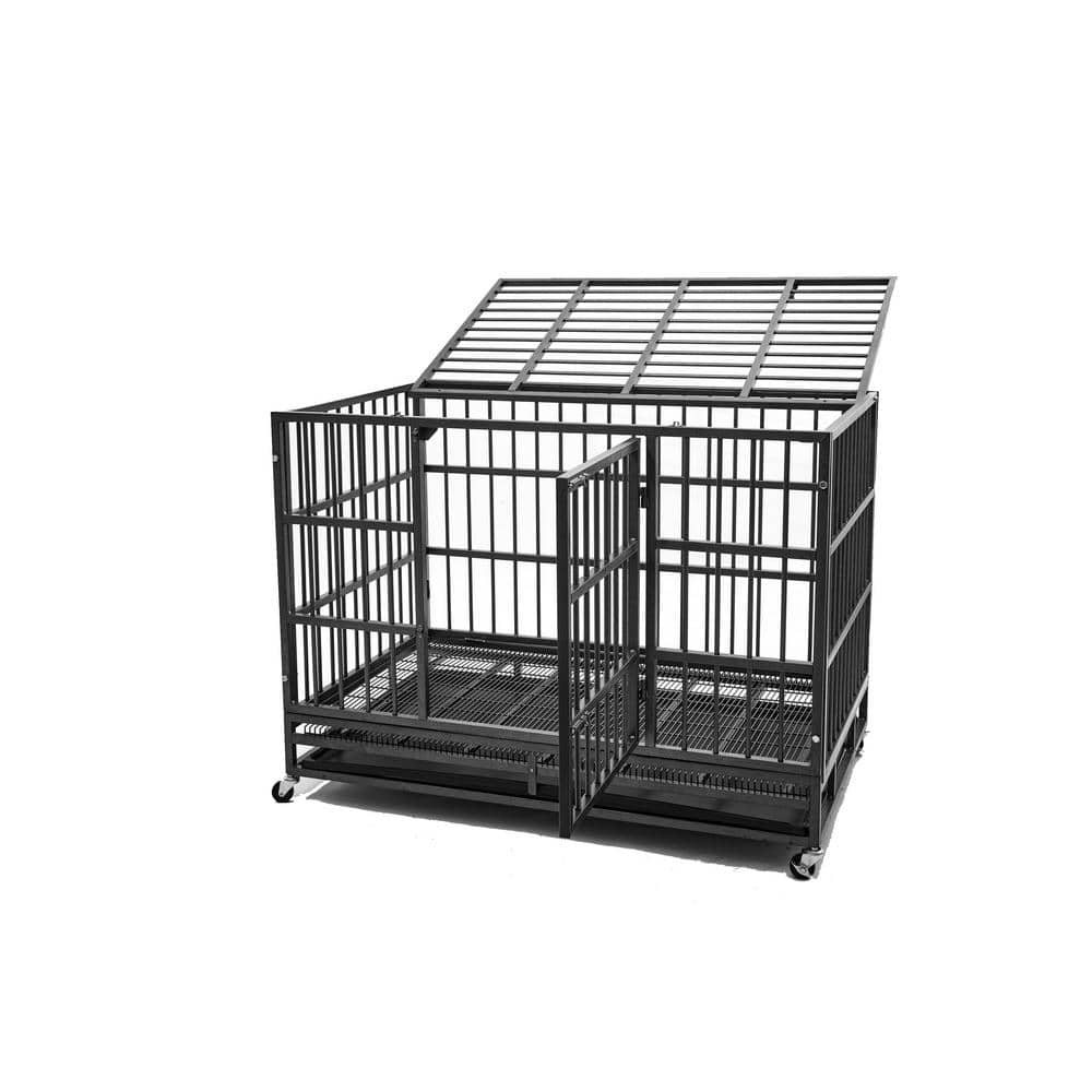 29.53 in. D x 47.25 in. W x 32.68 in. H Black Metal Heavy-Duty Dog Cage price history on PriceWatchPro