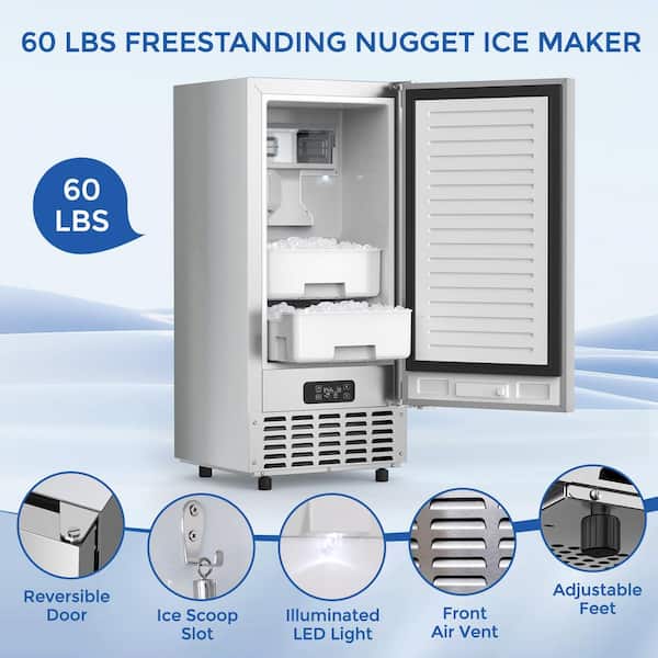 COWSAR 15 in. W 66 lb. Nugget Ice Freestanding or Under-counter