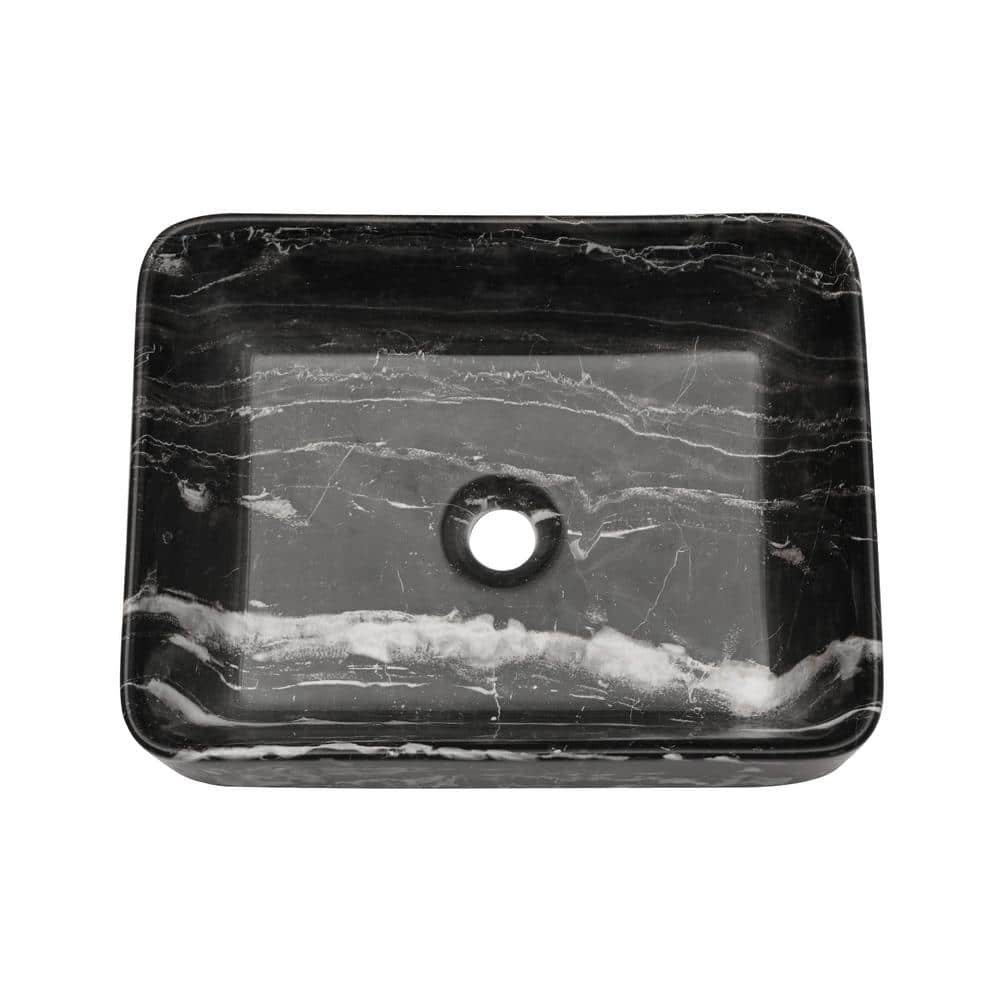 Ami Bathroom Ceramic 19 in. L x 15 in. W x 5.5 in. H Rectangular Vessel Sink Art Basin In Black and Gray Marble Pattern -  Miscool, BVSLH10Y8001M