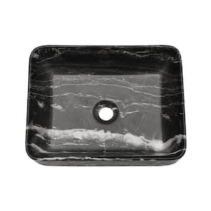 Ami Bathroom Ceramic 19 in. L x 15 in. W x 5.5 in. H Rectangular Vessel Sink Art Basin In Black and Gray Marble Pattern