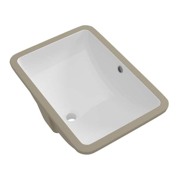 Zeafive 18 in. L Rectangular Bathroom Sink in White Ceramic