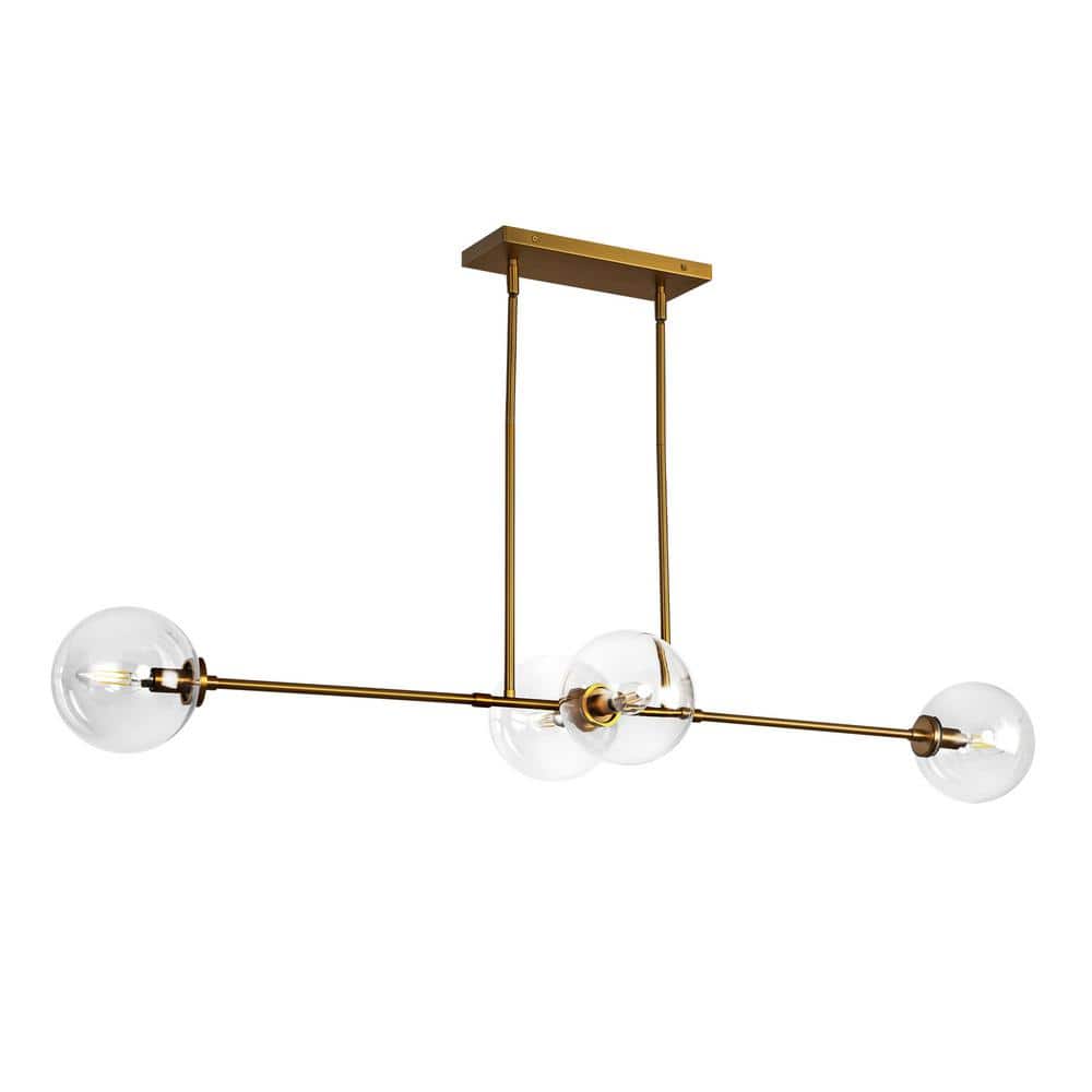 Cassia Aged Brass and Clear Glass 4-Light Pendant