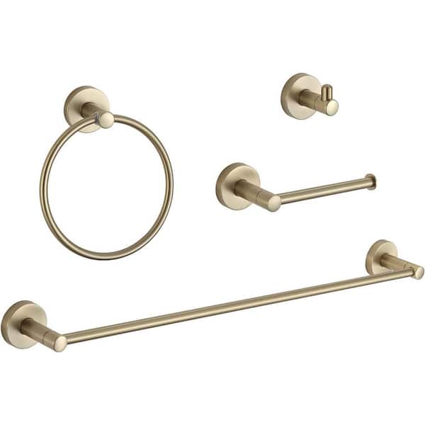 Brushed Gold Bathroom Hardware Set Bathroom Accessory Set Towel Bar 4-Pieces Set Bathroom Towel Rack