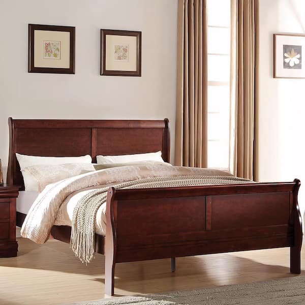 French Style Solid American White Oak 6' Super King Size Sleigh Bed