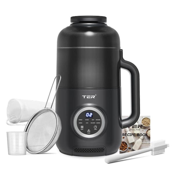 800 W 40 oz. Stainless Steel Black Soy Milk Makers with Adjustable Speed Control Keep Warm Setting Self Cleaning