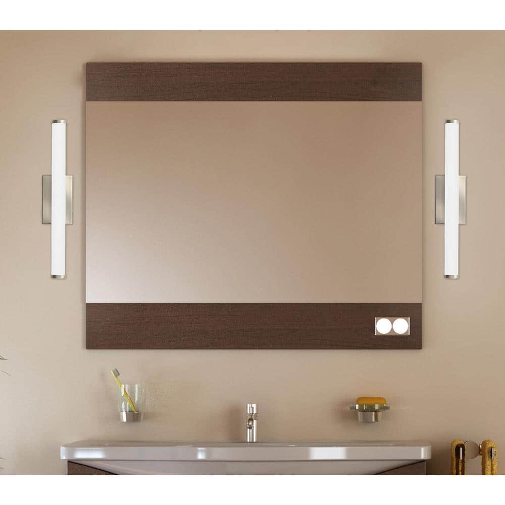 Modern Matte Black 21" LED Vanity Light with White Acrylic Shade