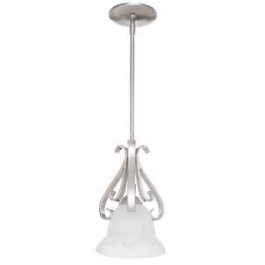 Torino 1-Light Brushed Nickel Mini Pendant with Etched Glass