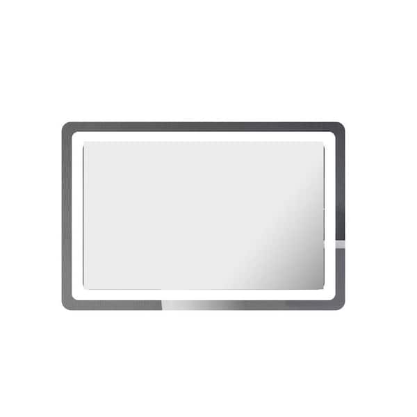 Silver 16 in. W x 24 in. H LED Rectangle Metal Framed Wall Mirror
