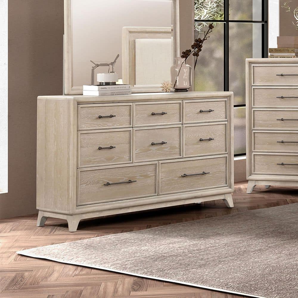 Furniture of America Liston Oak 8-Drawer 64 in. Dresser with