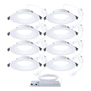 QuickLink Low Voltage, 6 in. Selectable CCT 2700-5000K, 600 Lumens, Recessed Canless LED Starter Kit-8 pack, Dimmable