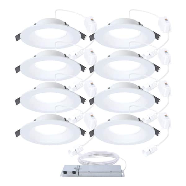 HALO QuickLink Low Voltage, 6 in. Selectable CCT 2700-5000K, 600 Lumens, Recessed Canless LED Starter Kit-8 pack, Dimmable
