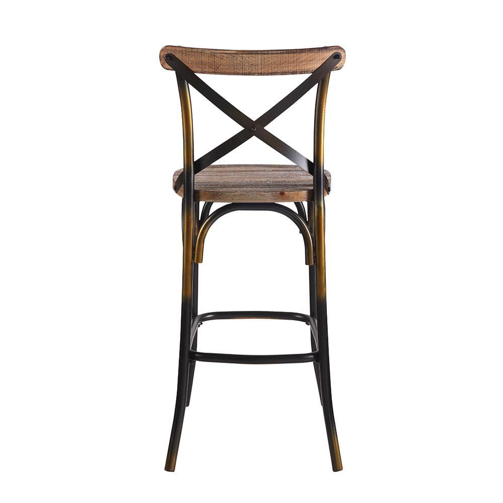 Antique Copper and Oak X-Back Bar Chair