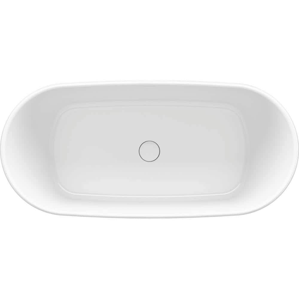 Ceric 65-Inch White Acrylic Freestanding Oval Soaking Tub