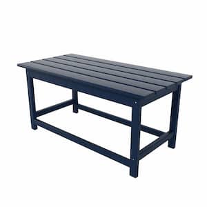 Laguna Navy Blue Outdoor All Weather Fade Resistant HDPE Plastic Rectangle Patio Furniture Coffee Table