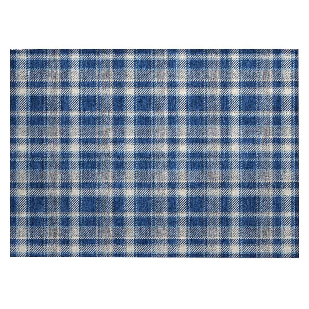 Navy and Ivory 2 ft. x 3 ft. Woven Plaid Rectangle Indoor/Outdoor Area Rug price history on PriceWatchPro