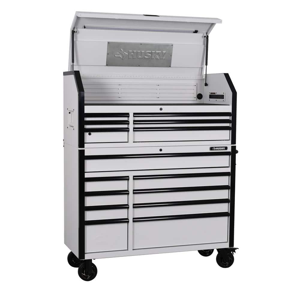 Husky HeavyDuty 52 in. W x 21.5 in. D 15Drawer White Tool Chest Combo