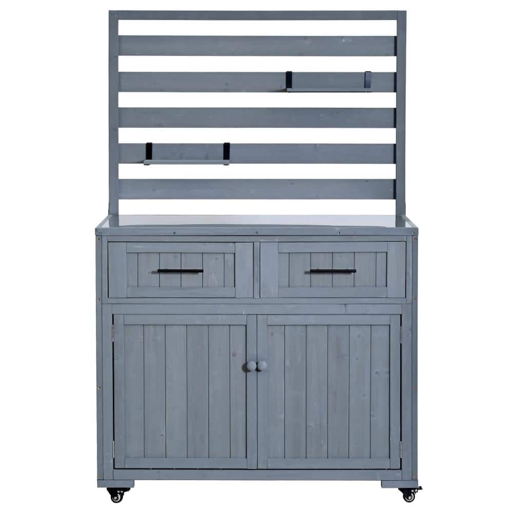 65 in. Rolling Garden Potting Bench Table with Stainless Table Top, 3 Movable Shelves and 2 Drawers price history on PriceWatchPro