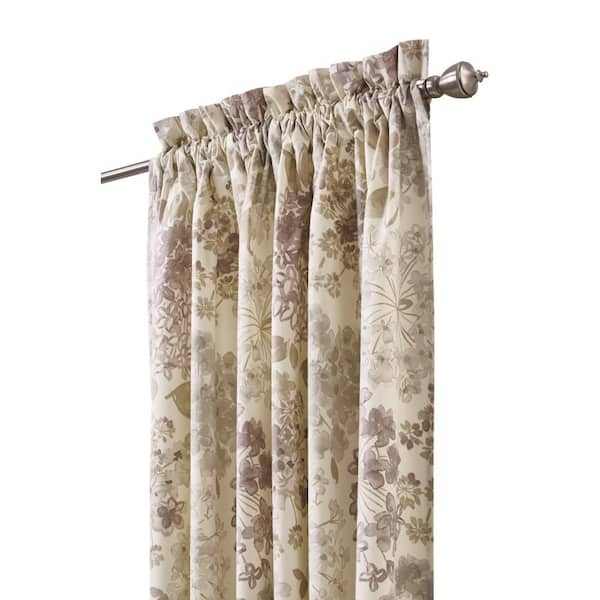 Home Decorators Collection Linen Floral Rod Pocket Room Darkening Curtain - 54 in. W x 96 in. L