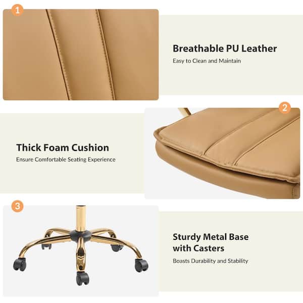 JAYDEN CREATION Carlos Camel Modern Leather Rocking Office Chair