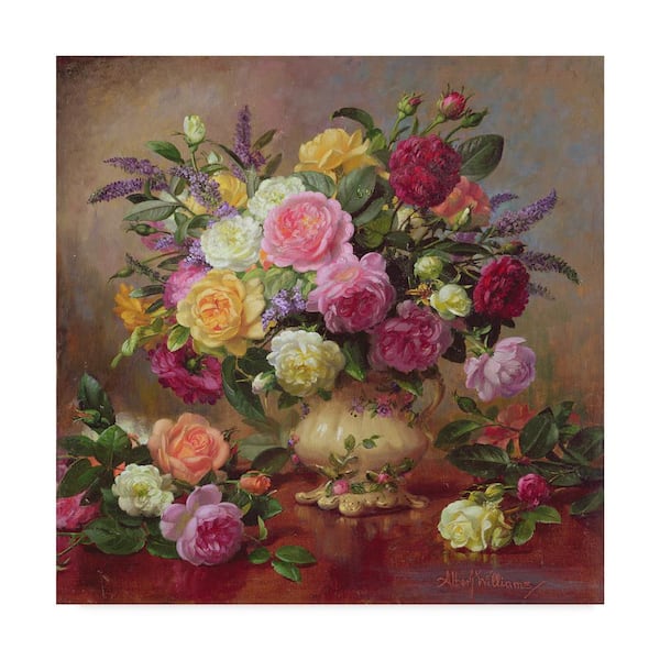 Trademark Fine Art 14 in. x 14 in. Roses from a Victorian Garden by Albert Williams Floater Frame Nature Wall Art
