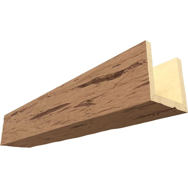 Ekena Millwork Endurathane 8 in. H x 4 in. W x 10 ft. L Hand Hewn Toffee Faux Wood Beam