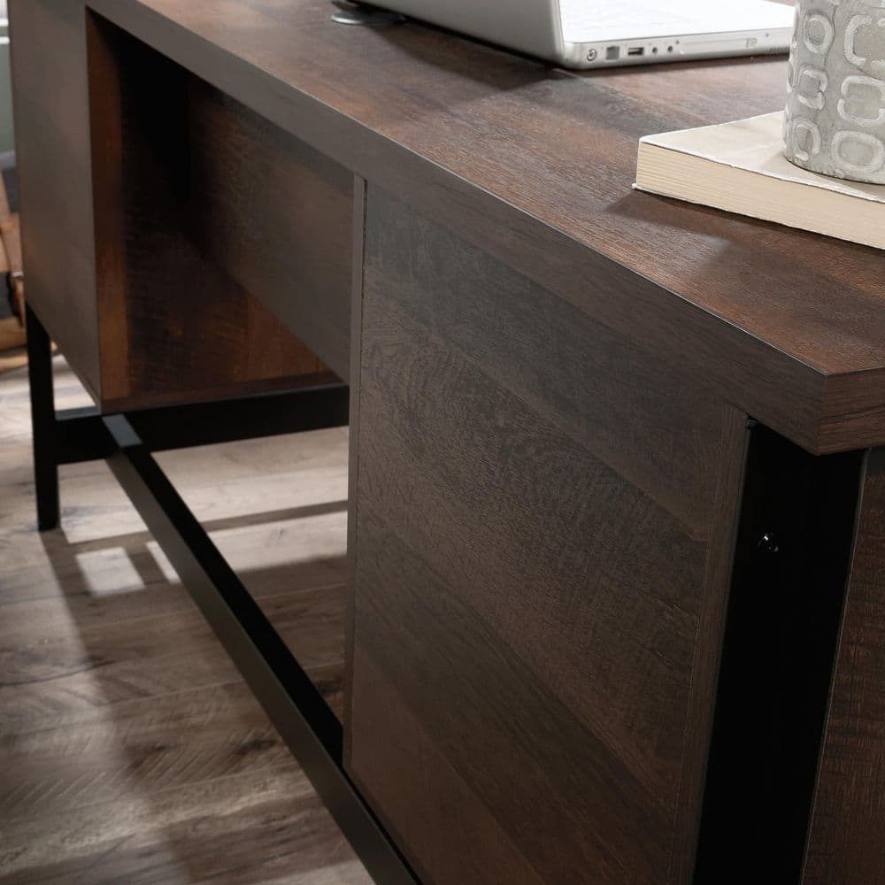 Barrel Oak Executive Desk with Drawers and Keyboard Tray