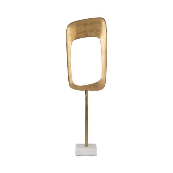 Liv & Skye Gold 8 in. x 27 in. Metal/Marble Table Top Sculpture