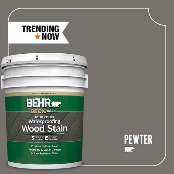 BEHR DECKplus 5 gal. #SC-131 Pewter Solid Color Waterproofing Exterior Wood Stain