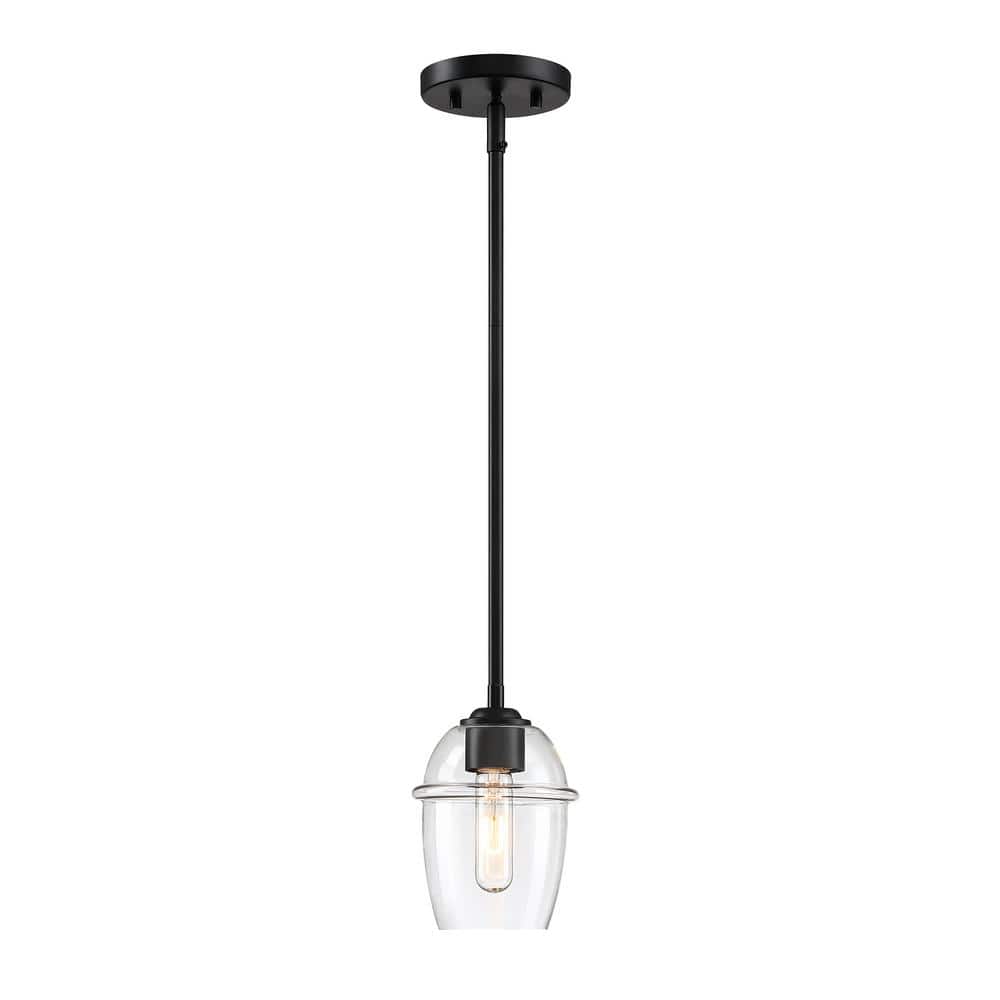 Summer Jazz 60-Watt 1-Light Matte Black Transitional Pendant Light with Clear Glass Shade and No Bulbs Included price history on PriceWatchPro