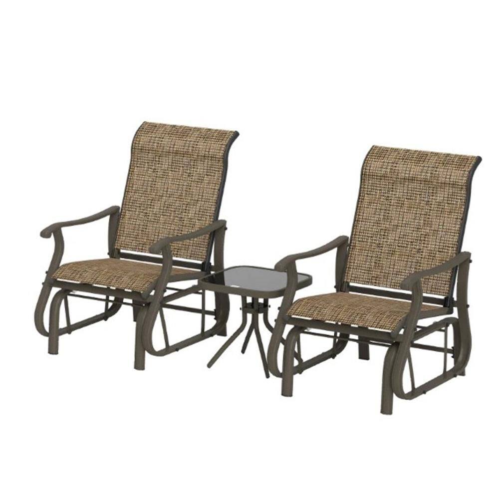 3-Piece Metal Outdoor Serving Bar Set with Table-Rocking Patio Seating Set for Porch, Balcony, Garden Relaxation price history on PriceWatchPro