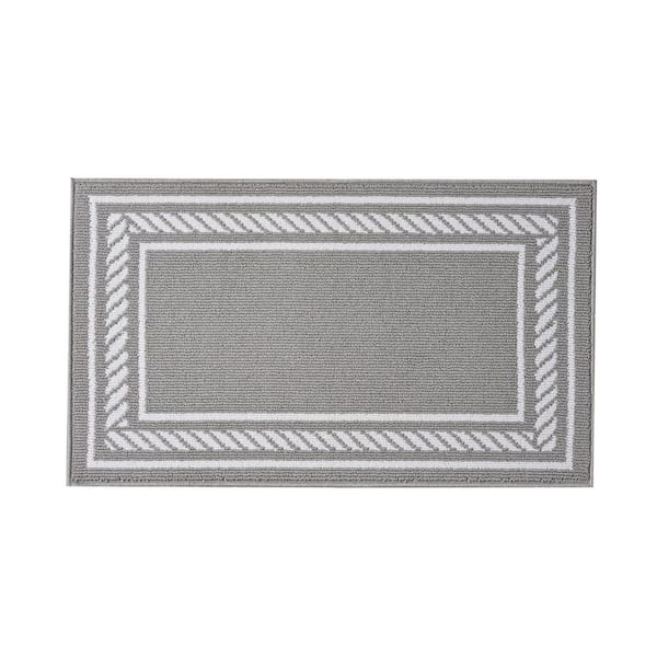 Rope Border Light Gray/White 2 ft. x 4 ft. Tufted Border Polypropylene Accent Rug