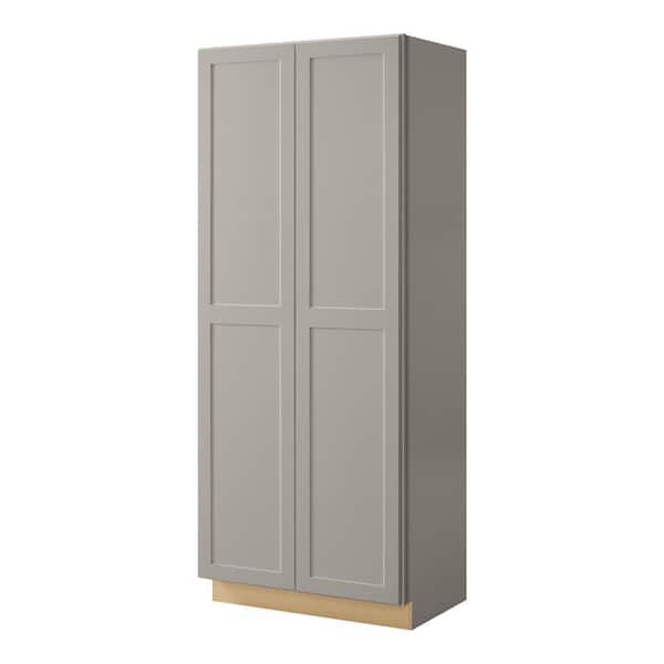 Hampton Bay Avondale 36 in. W x 90 in. H x 24 in. D Ready To Assemble Plywood Shaker Wide Pantry Cabinet in Dove Gray