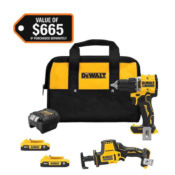 ATOMIC 20V MAX Lithium-Ion Cordless 2-Tool Combo Kit with 2-Batteries, Charger and Bag