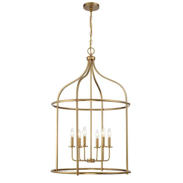 Brookstone 6-Light Warm Brass Pendant Light