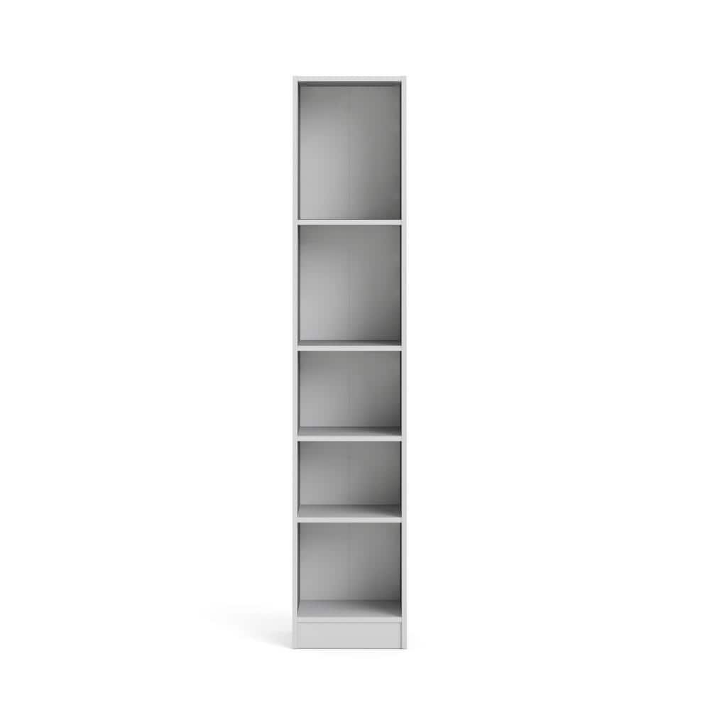 White Adjustable Tall Narrow 5-Shelf Bookcase